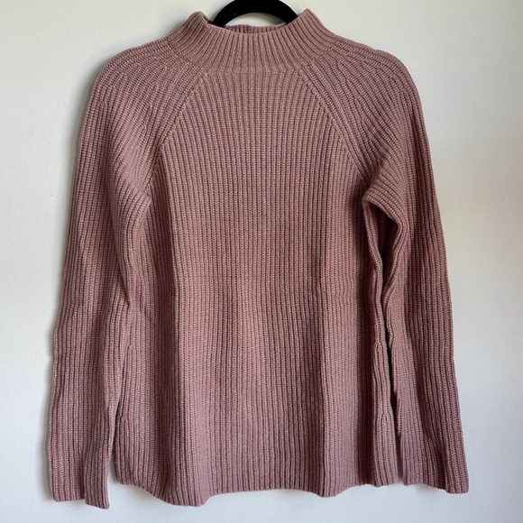 VINCE Cashmere Mock Neck Shaker Rib Pullover Mauve Rose Blush XS - Picture 7 of 7